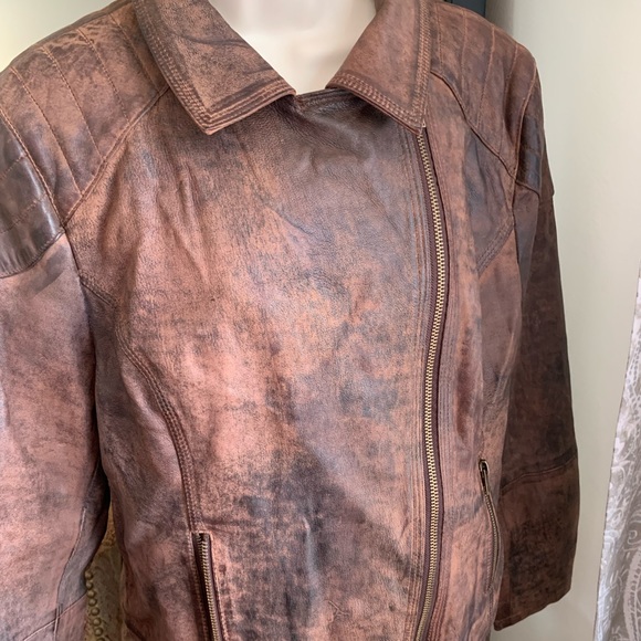 Black Rivet Women’s Distressed Leather Jacket size XXL - Picture 4 of 8